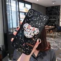 luxury glitter jewelled phone case for iphone 11 12 pro with cartoon bear x xr xs max fashion transparent soft silicone cover