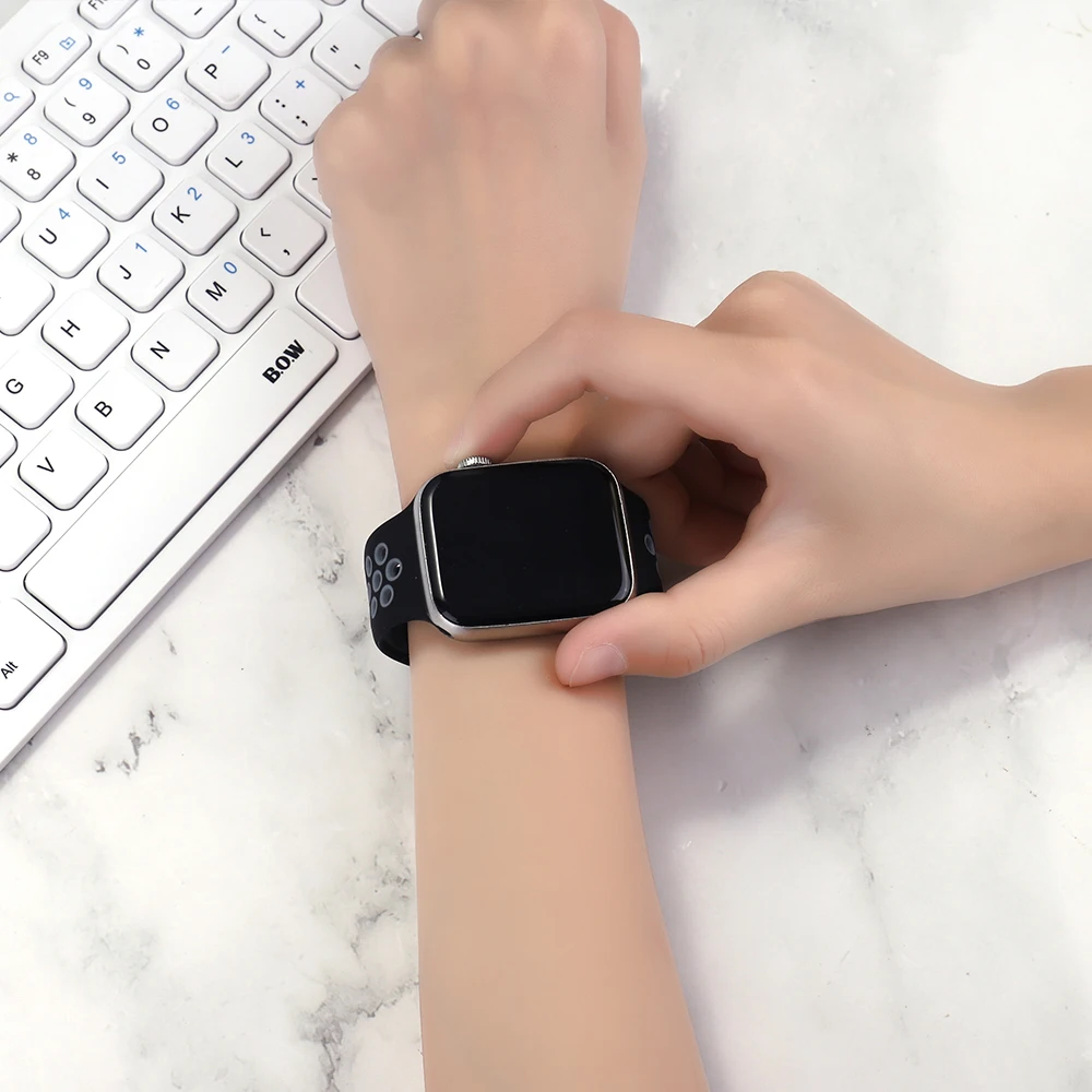 44mm Silicone Strap For Smart Watch Series 6/5 42MM Rubber Band Wrist Bracelet Adapter Apple W26 FK78 IWO 12 11 Correa |