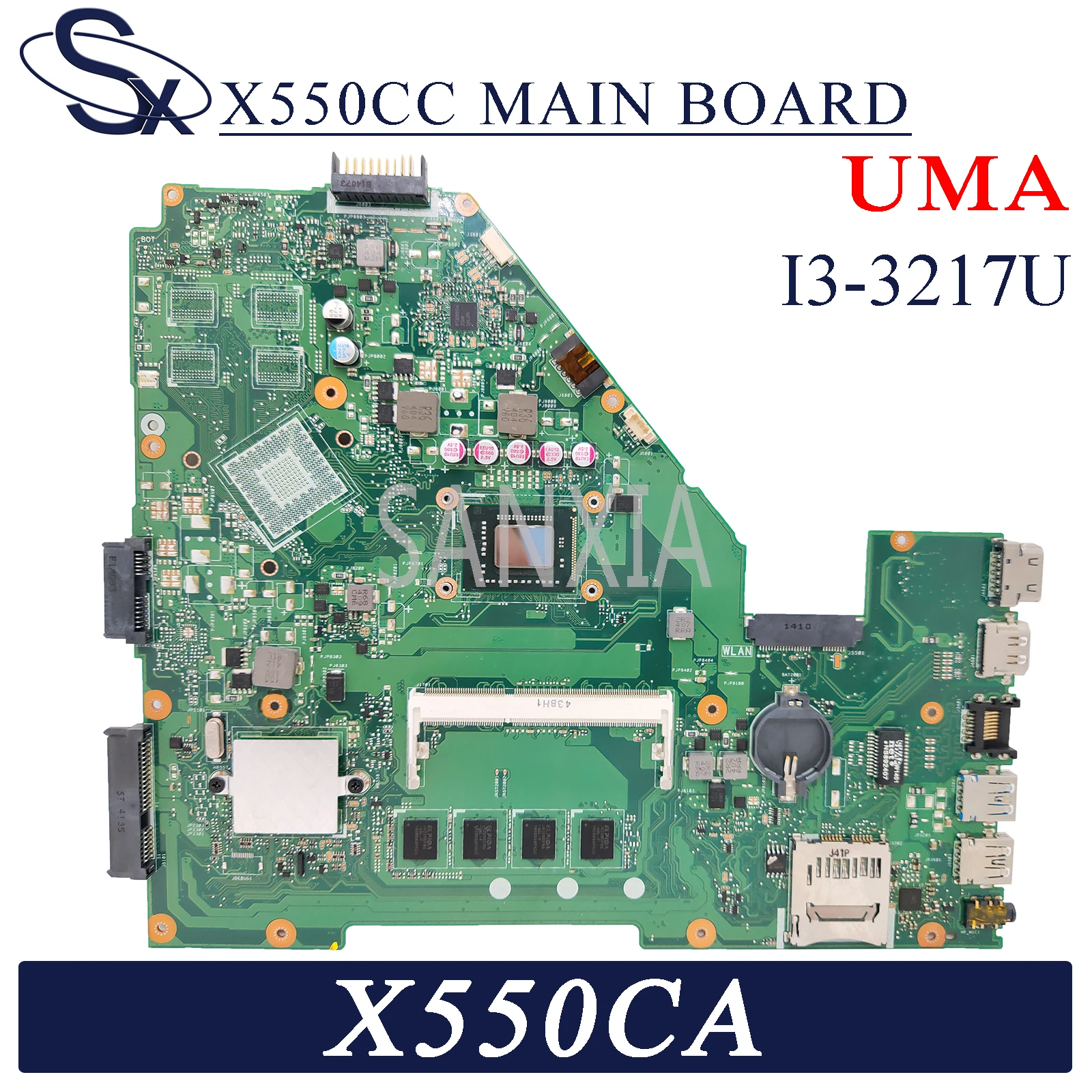 KEFU X550CC Laptop motherboard for ASUS X550CA X550CL R510C Y581C X550C original mainboard 4GB-RAM I3-3217U UMA