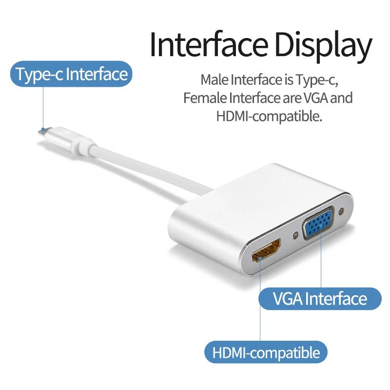 Переходник с Type C на HDMI 4K VGA двойной интерфейс высокое качество 1080P HD кабель Windows