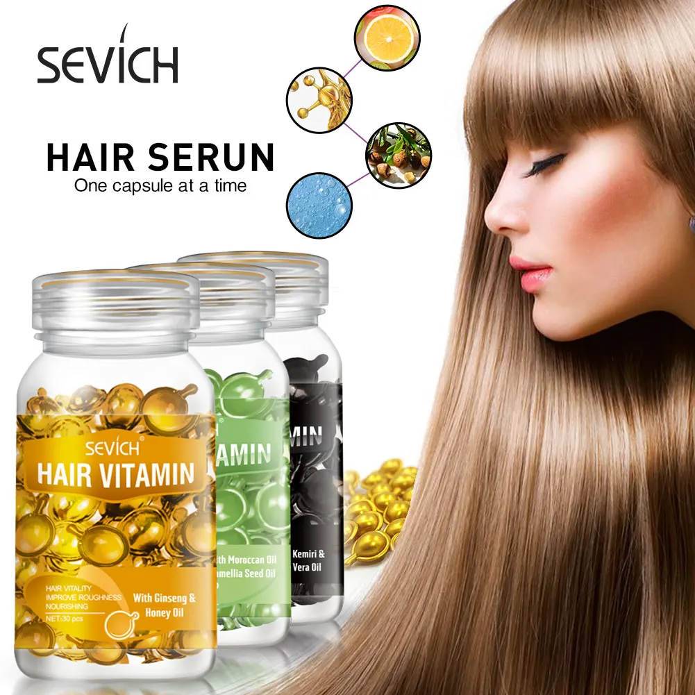 

Sevich Smooth Silky Hair Vitamin Capsule Keratin Complex Oil Hair Care Repair Damaged Hair Serum Anti-Loss Moroccan Hair Oil