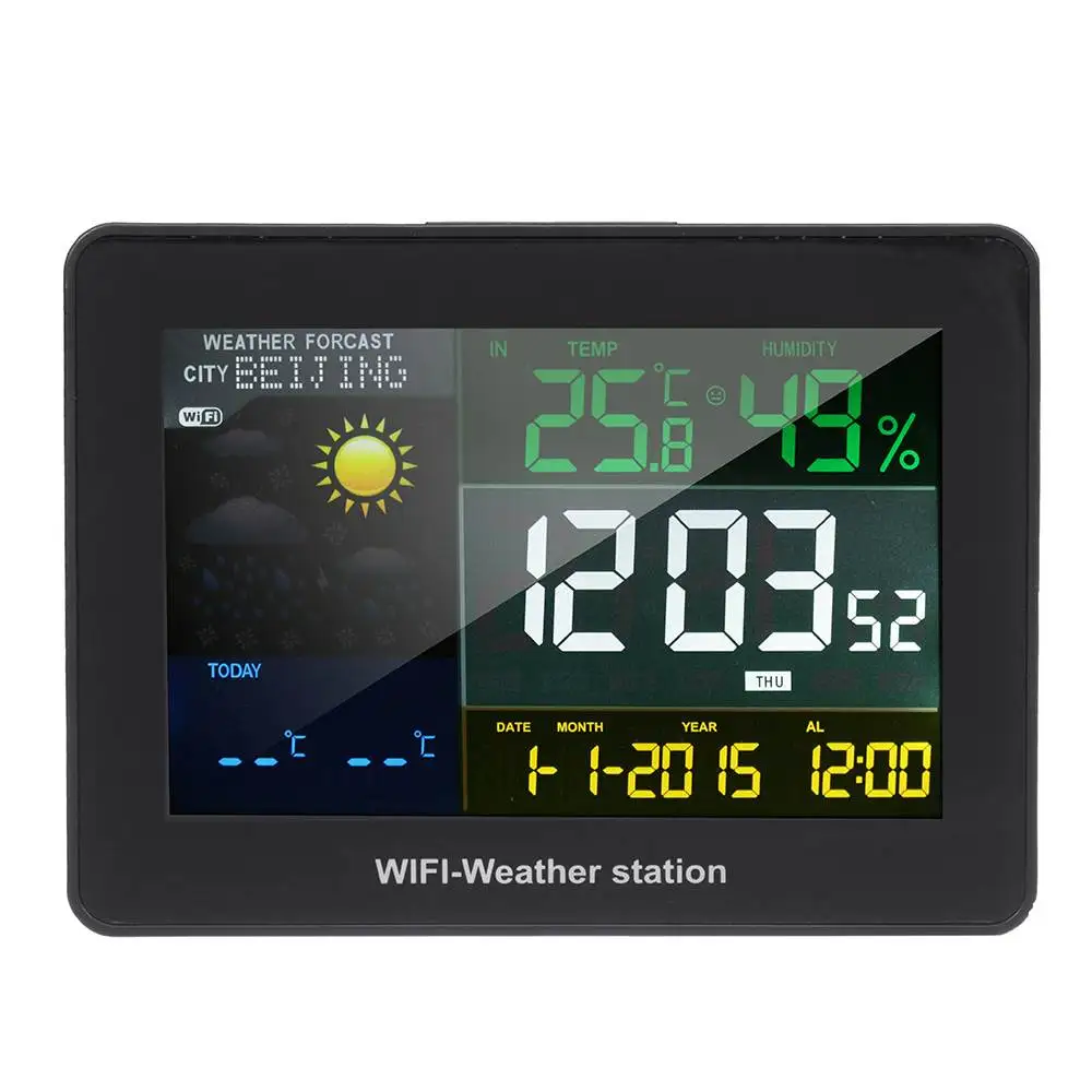 Weather Station Wireless Indoor Outdoor Wifi Snooze Alarm Clock Temperature Humidity Barometer with Sensor Home | Инструменты