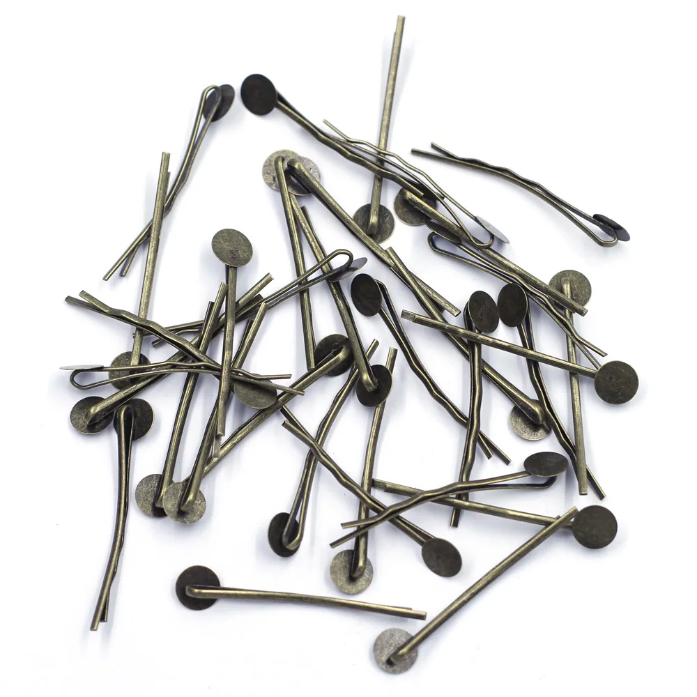 500Pcs Hair Clips Barrettes Disc Classic Alloy Bobby Pins Bronze Tone Jewelry DIY Findings 44x8mm