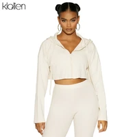 klalien fashion casual sports fitness hooded zipper coat and trousers two piece set for women autumn new street activewear