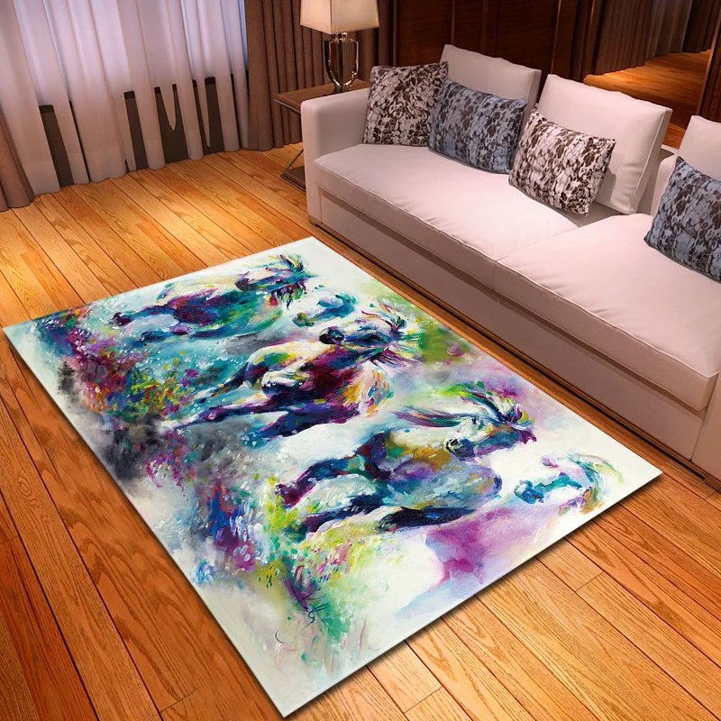 New 3D Horse Pattern Children Rugs Antiskid Baby Crawl Tatami Floor Mat Child Bedroom Game Large Carpets Kids Room Play Area Rug | Дом и сад