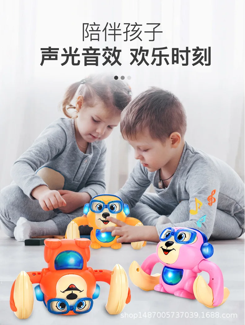 Baby Electric Voice Control Rolling Little Monkey Toy Lights Music Sing Brain Game Interactive Crawling Induction Toys for Kids | Игрушки и