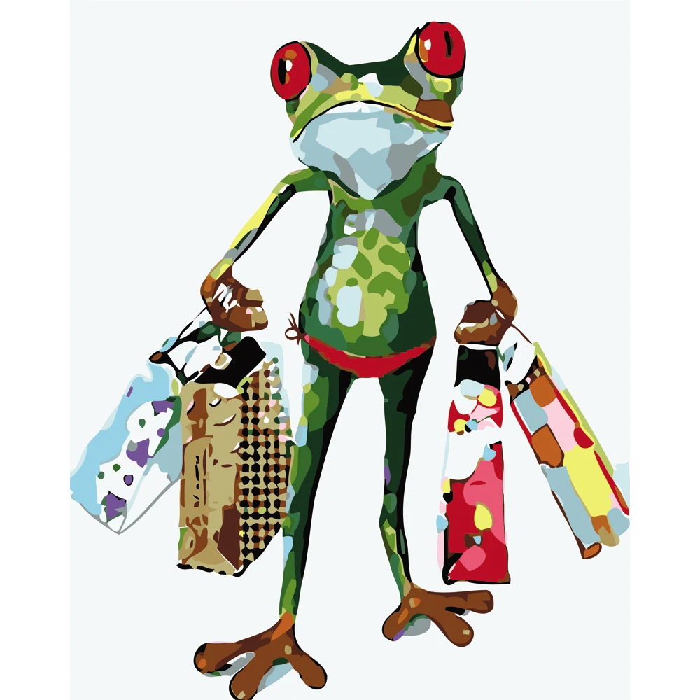 

40x50cm Frame Diy Oil Digital Painting By Bumbers Kits Frog Animal Abstract Acrylic Paint By Numbers for Adults Home Decors