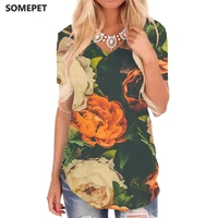 somepet colorful t shirt women flowers tshirts printed leaf v neck tshirt art shirt print womens clothing hip hop loose style
