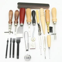 leather craft punch tools kit stitching carving working sewing saddle groover 18