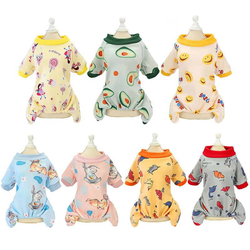 Осенний комбинезон для щенков собак маленьких милый рисунок одежда домашних