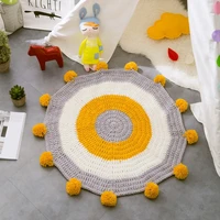 round ottoman nordic hand woven ball floor mat blanket bay window mat knitted woolen mat carpets for bed room large home