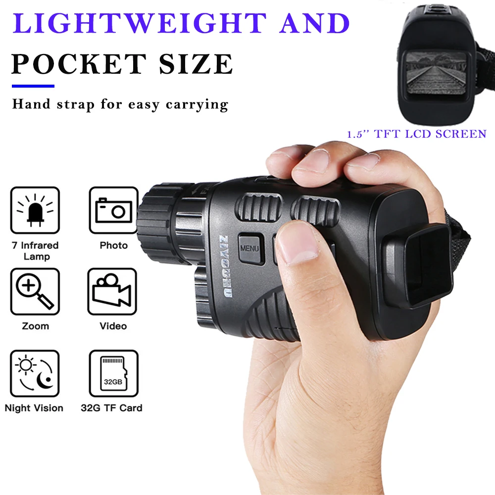 Монокуляр HD цифровой инфракрасный прицел ночного видения in1.5 &quotTFT LCD для