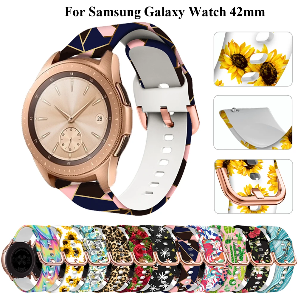 

Ремешок для смарт-часов, удобный браслет с принтом для Samsung Galaxy Watch Active 42 мм 2 40 44 мм 3 41 мм, 20 мм