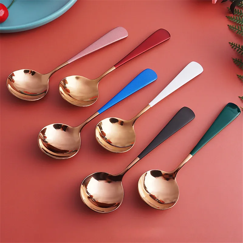 Столовая посуда 4 шт./компл. ложки цветная чайная ложка Золотая 8 цветов кофейная