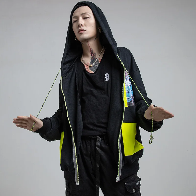 

Color Block Patchwork Hoodies Men Fashion Harajuku Hooded Zipper Sweatshirts Hip Hop Casual Streetwear 2019 Autumn MG196