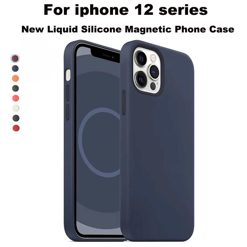 

Official Magnetic Liquid Silicone Case For iPhone 12 Pro Max 12Pro Max Magnetism With Animation Liquid Cover For iPhone 12 Mini