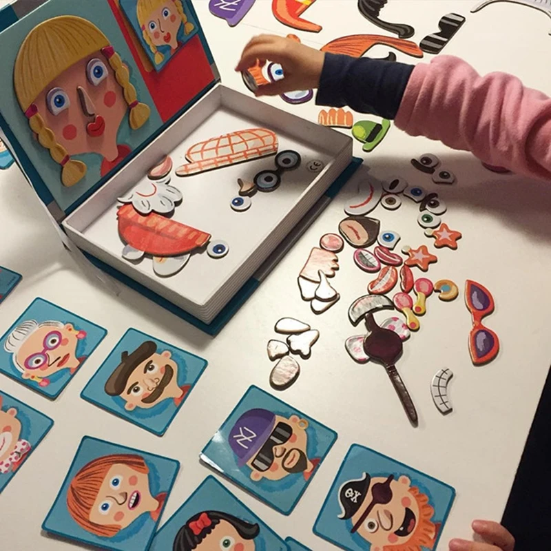 

10 Styles Wooden princess Magnetic Theme Clothes Baby Kids Educational Toys for 2 Years Puzzle Cartoon Dress Up Games Toys