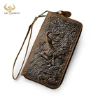 Роскошный брендовый мужской качественный кожаный модный держатель для карт, Чековая книжка на молнии, органайзер, кошелек, дизайнерский клатч, сумочка 1016