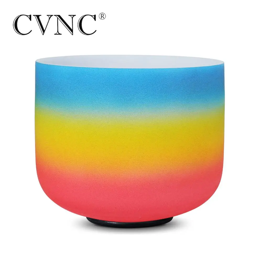 CVNC 8 &quotNote G горла чакра цвета радуги Матовый Кварцевый Поющий чаша|Колокольчики и
