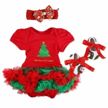 

3 Pcs Christmas Tree Dress Suit for 18"-22" Reborn Baby Girl Doll Clothing Set