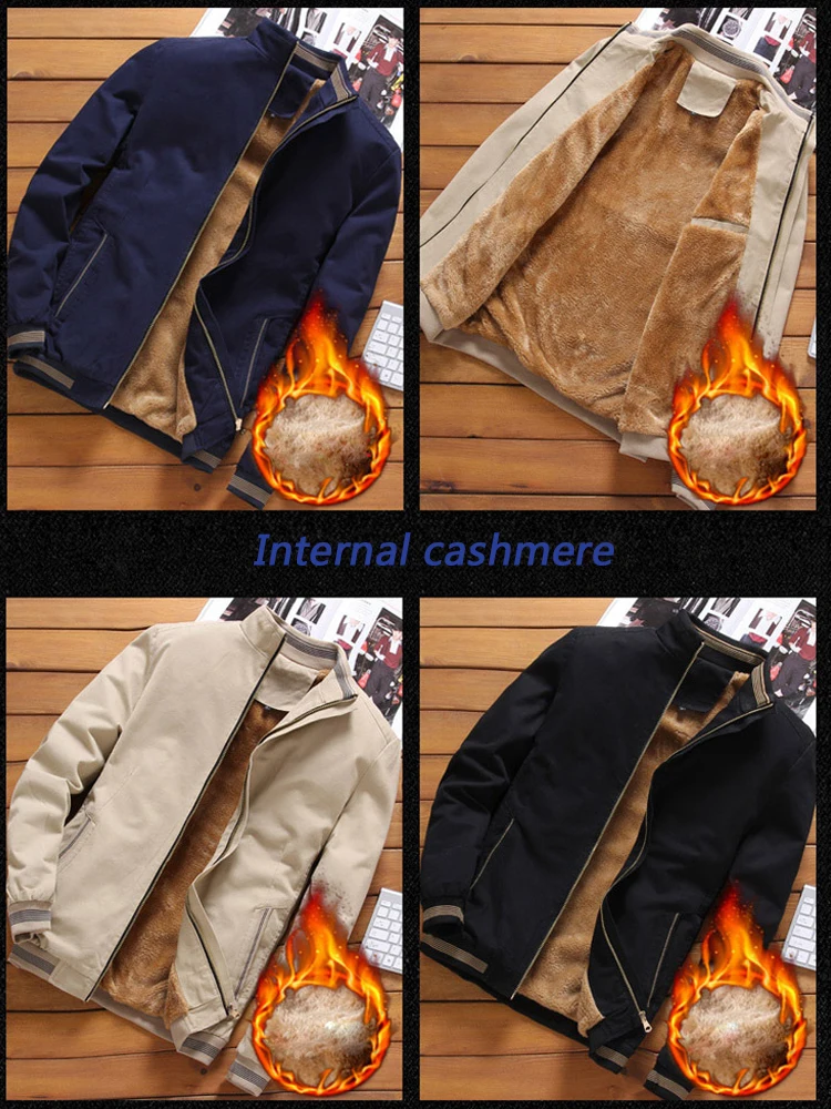 Brand Men's Jacket Plus Velvet Jacket Thick Jacket Autumn and Winter Warm and Comfortable Men's Jacket Windproof Casual Jacket