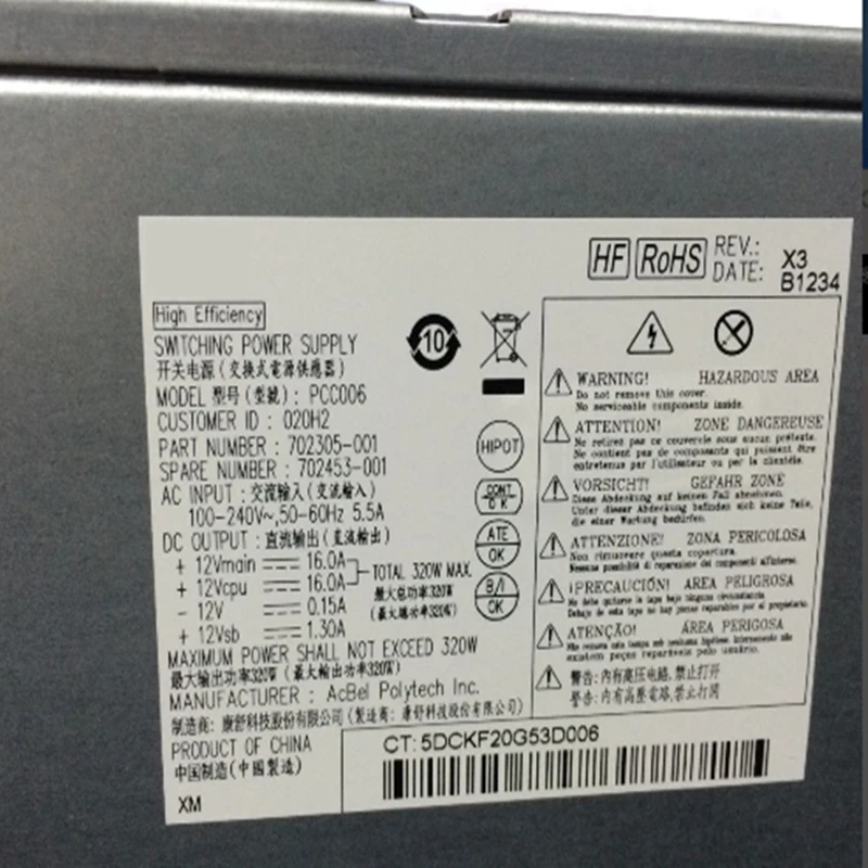 Новый оригинальный блок питания для HP 680 880 320W Питание D10 320P2A DPS 320JB в PC8022 D3201A0 PS 4321 9