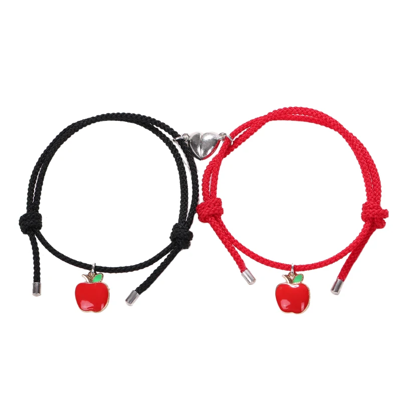 

2Pcs Couple Lover's Bracelet Apple Watermelon Fruit Women Charm MagneticFemale Male Paired Friendship Jewelry
