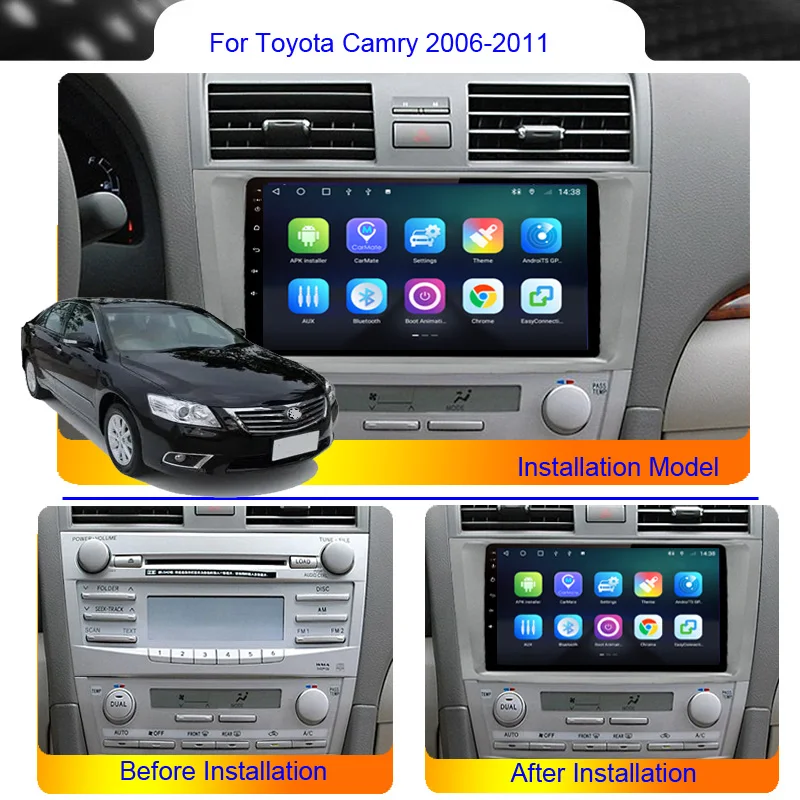 Roadwise Android 12 Авто Радио для Toyota Camry 7 XV 40 50 2006 - 2011 Carplay Автомобильный мультимедийный