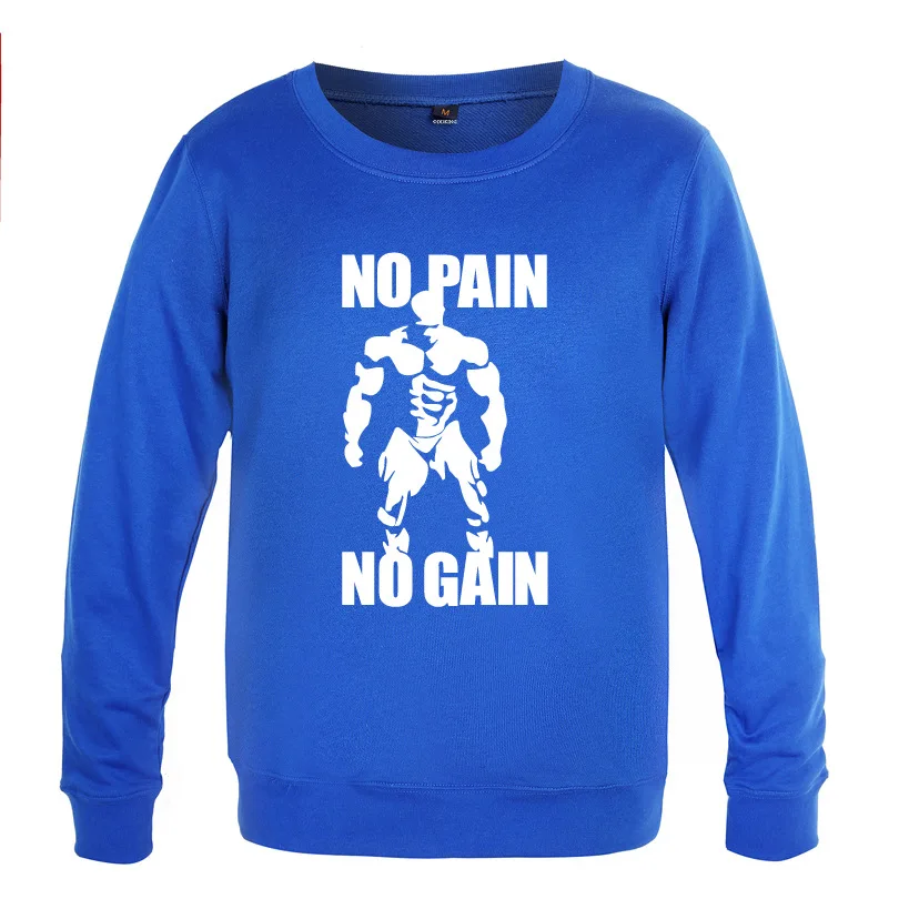 

No Pain No Gain Bodybuilding Sweatshirt Men Spring Autumn Long Sleeve O-Neck Pullover Casual Man Fitness Hoody Train Clothes