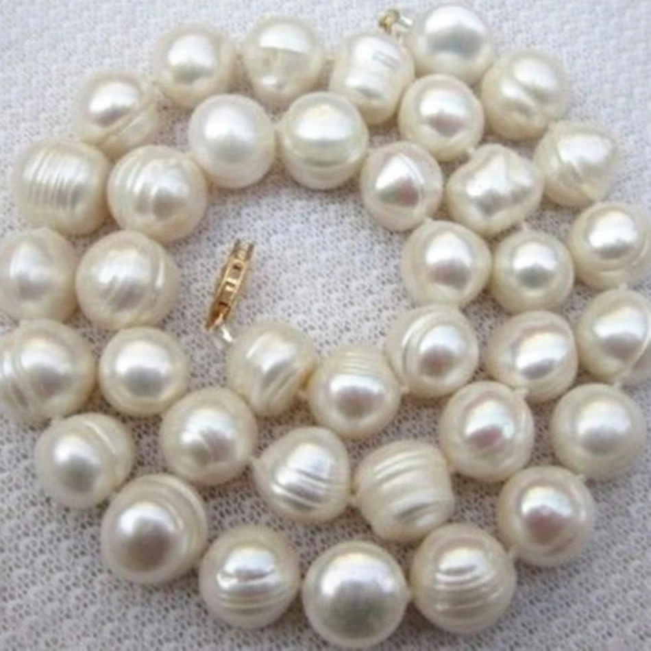

Natural freshwater cultured white round pearl beads necklace 11-12mm wholesale trendy party gifts women jewelry 18inch BV337