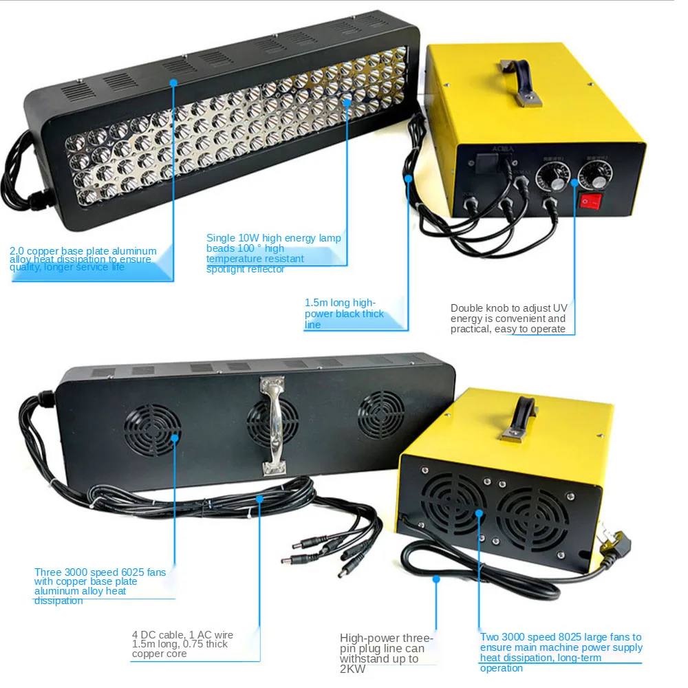 

Adjustable LED brightness UV curing lamp 395nm 365nm high intensity 8000W light effect UV lamp LED ink glue varnish curing lamp
