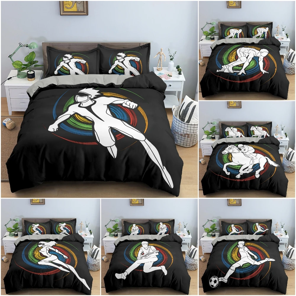 

2/3PCS Luxury Duvet Cover Set King Queen Twin Bedding Set Sport Player Action On Spin Wheel Graphic Bedclothes Bedroom Decor