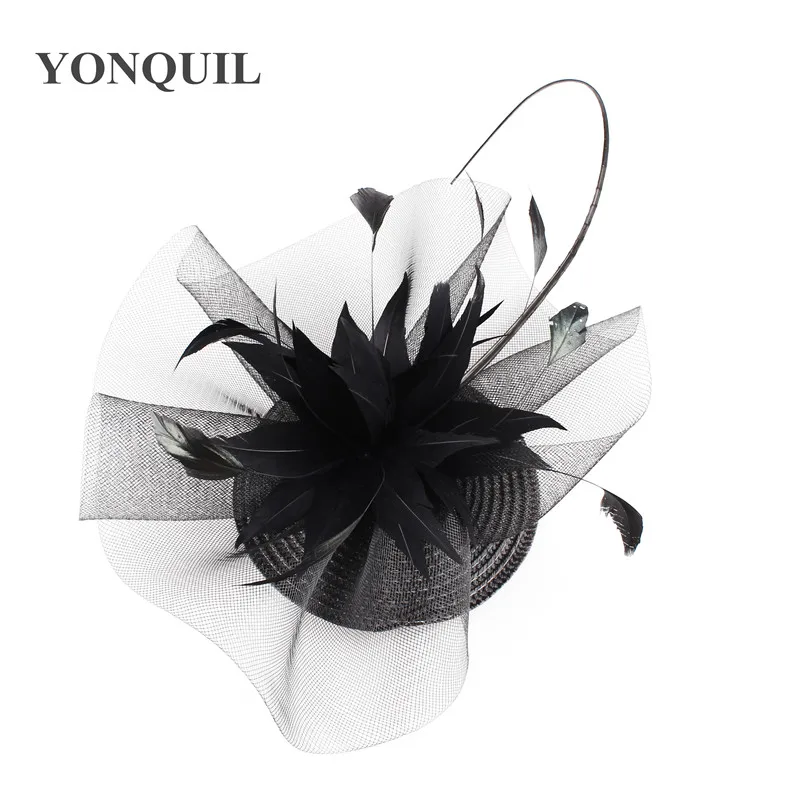 

Black Fashion Derby Kenducky Fascinators Hat Elegant Womens Fancy Feather Flower Headpiece Hair Pin Ladies Occasion Fedora Caps
