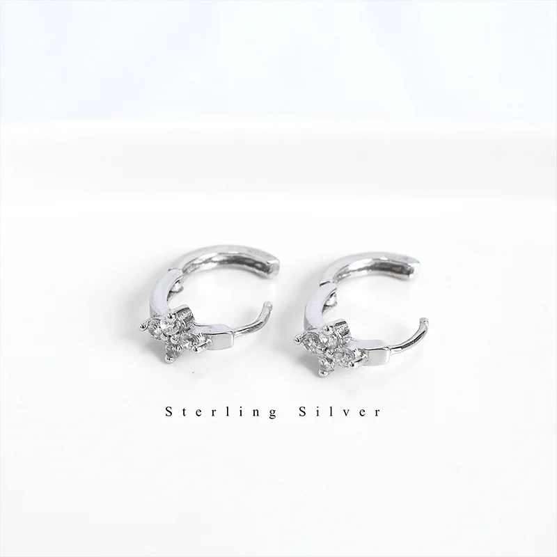 Женские серьги кольца из стерлингового серебра 925 пробы с цирконием и