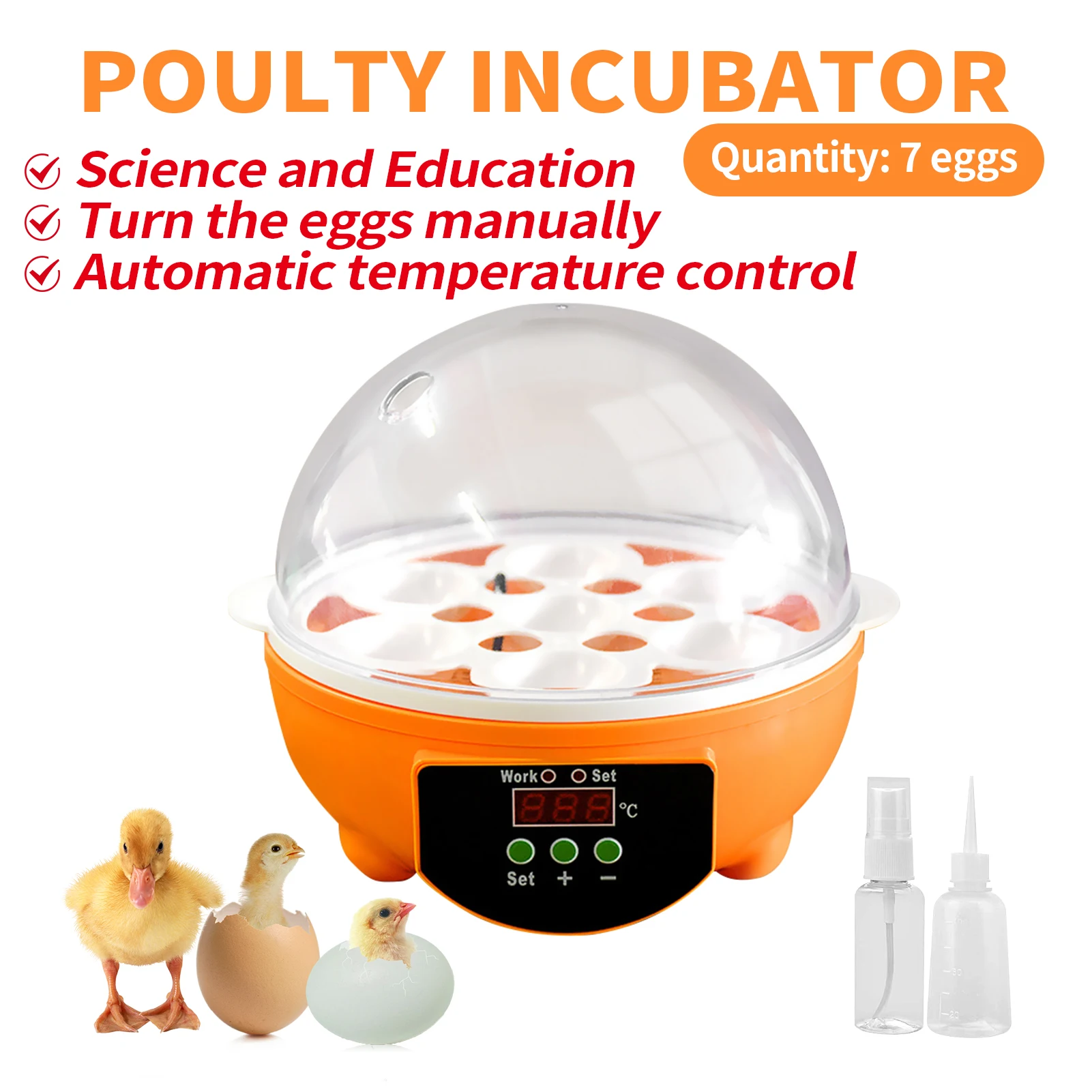 Мини-инкубатор для 7 яиц ручной поворот инкубатор курицы утки перепелок птиц