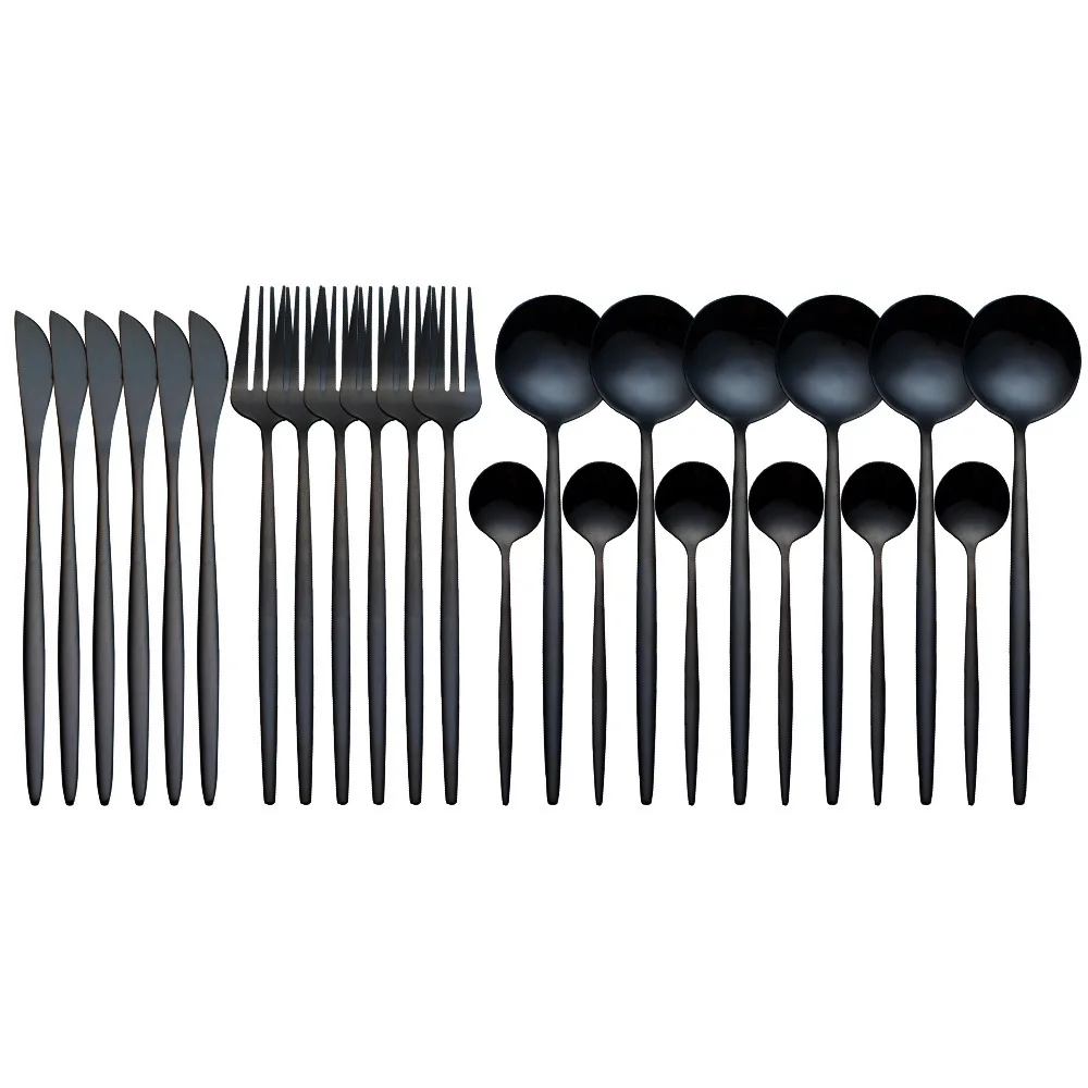 

24pcs Gold Dinnerware Set Mirror Stainless Steel Tableware Set Knife Fork Coffee Spoon Flatware Set Dishwasher Safe Cutlery Set