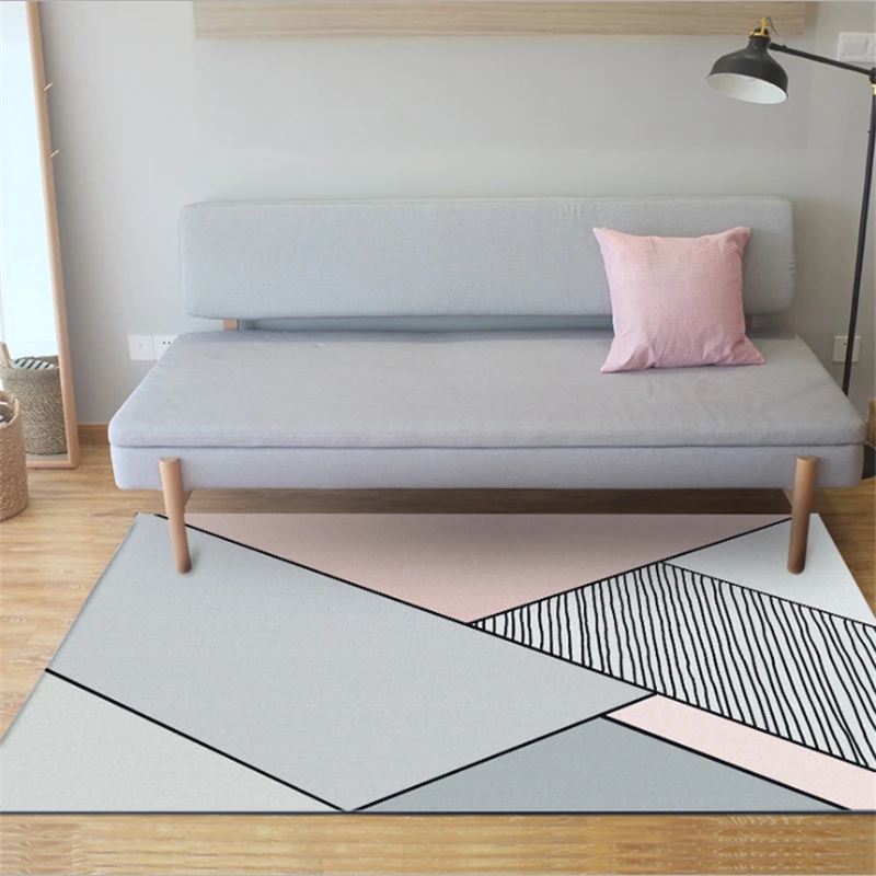 Геометрические простые серые и розовые коврики в скандинавском стиле Bubble Kiss для