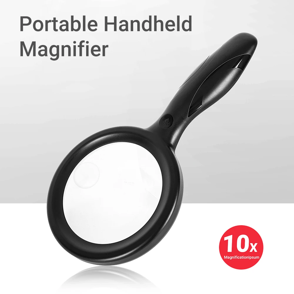 

Handheld Portable 5X/10X Magnifier Rechargeable Magnifying Glass with 33pcs LED Light 3 Brightness Adjustment for Reading