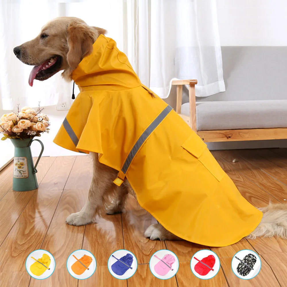 

Dog Raincoat Waterproof Lightweight Rain Jacke with Reflective Strip Pet Clothes for Large Medium Dogs Golden Retriever Labrador