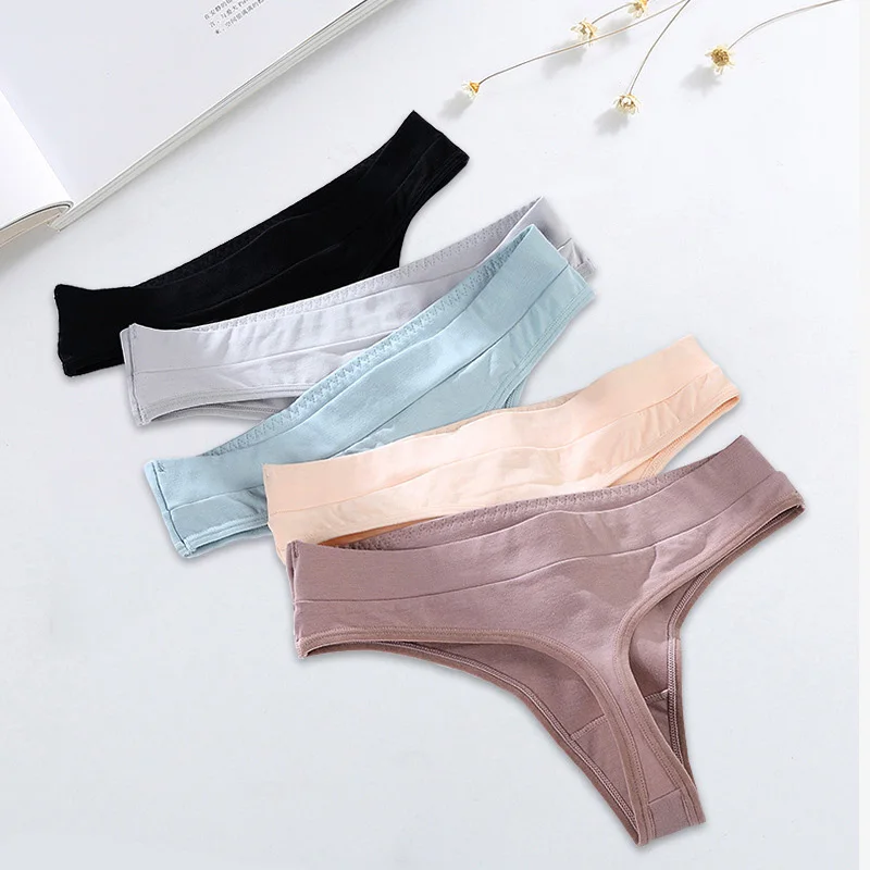 

Sexy Underwear Ladies Pure Cotton Sexy Sports Thong High Elastic Ice Silk Seamless Breathable Underwear Women Pure Color