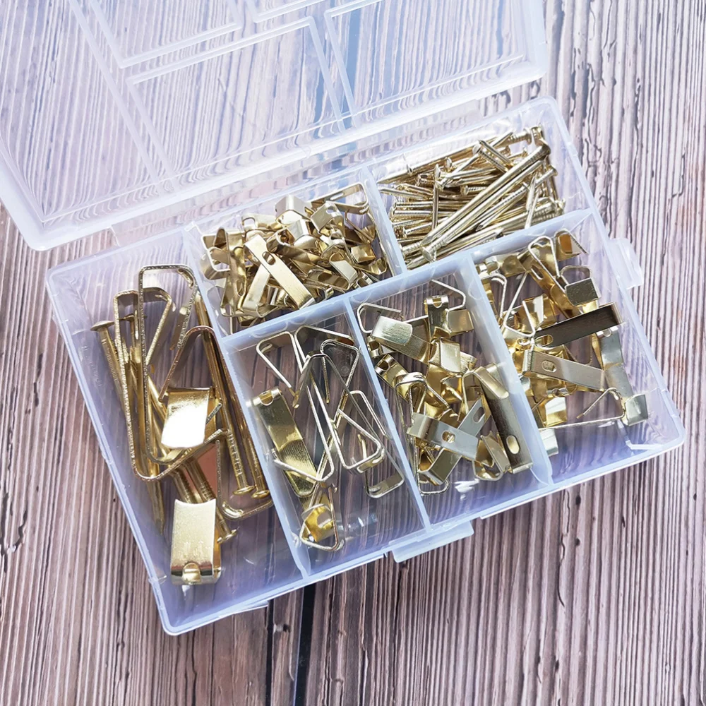 

1 Set/130pcs Heavy Duty Picture Hangers Photo Frame Hanging Hooks with Nails