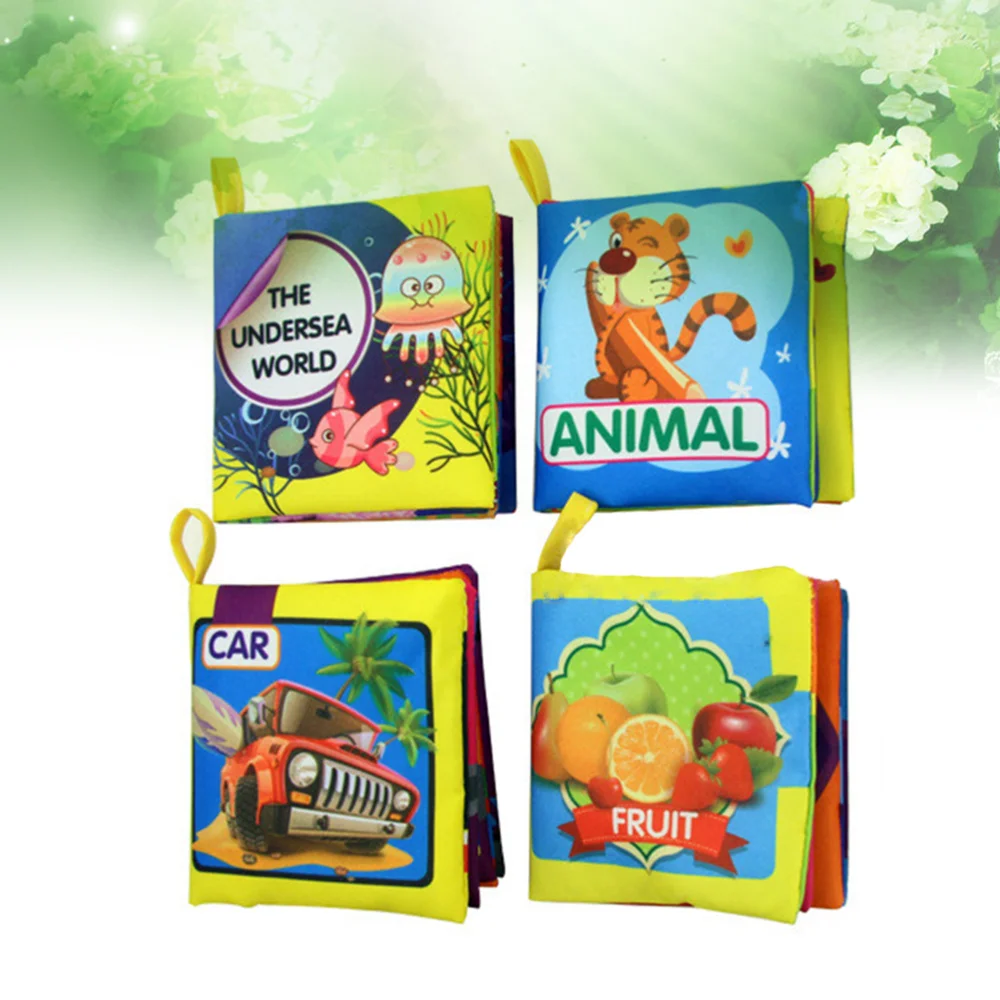

4 Pcs Early Educational Cloth Book for Babies My First Fabric Book Touch Washable Activity Cloth Books Perfect for Todd