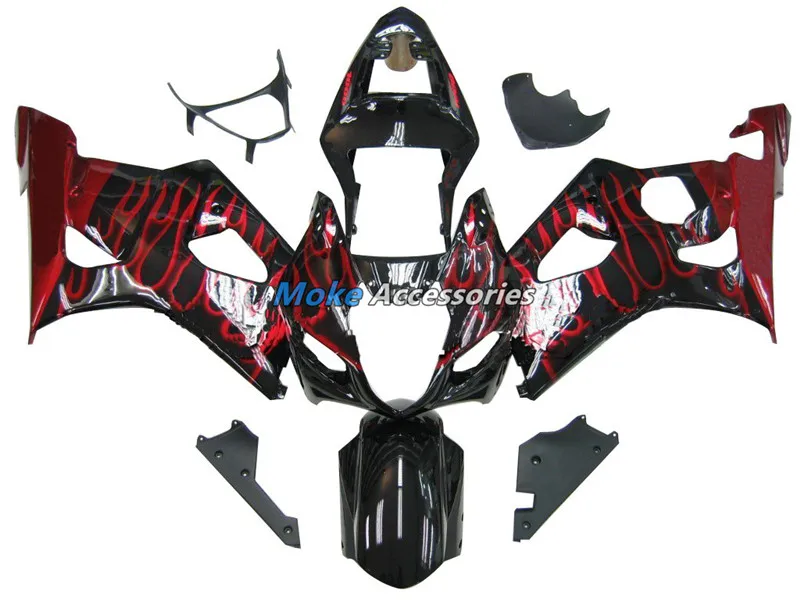 

Motorcycle Fairings Kit Fit For Gsxr1000 2003-2004 Bodywork Set High Quality ABS Injection NEW Black Red Flame