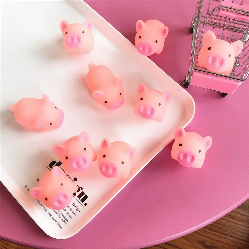 Cerdo de juguete blando Kawaii para ni&ntilde;os, cerdo de goma antiestr&eacute;s para apretar, regalo de fiesta de cumplea&ntilde;os-5