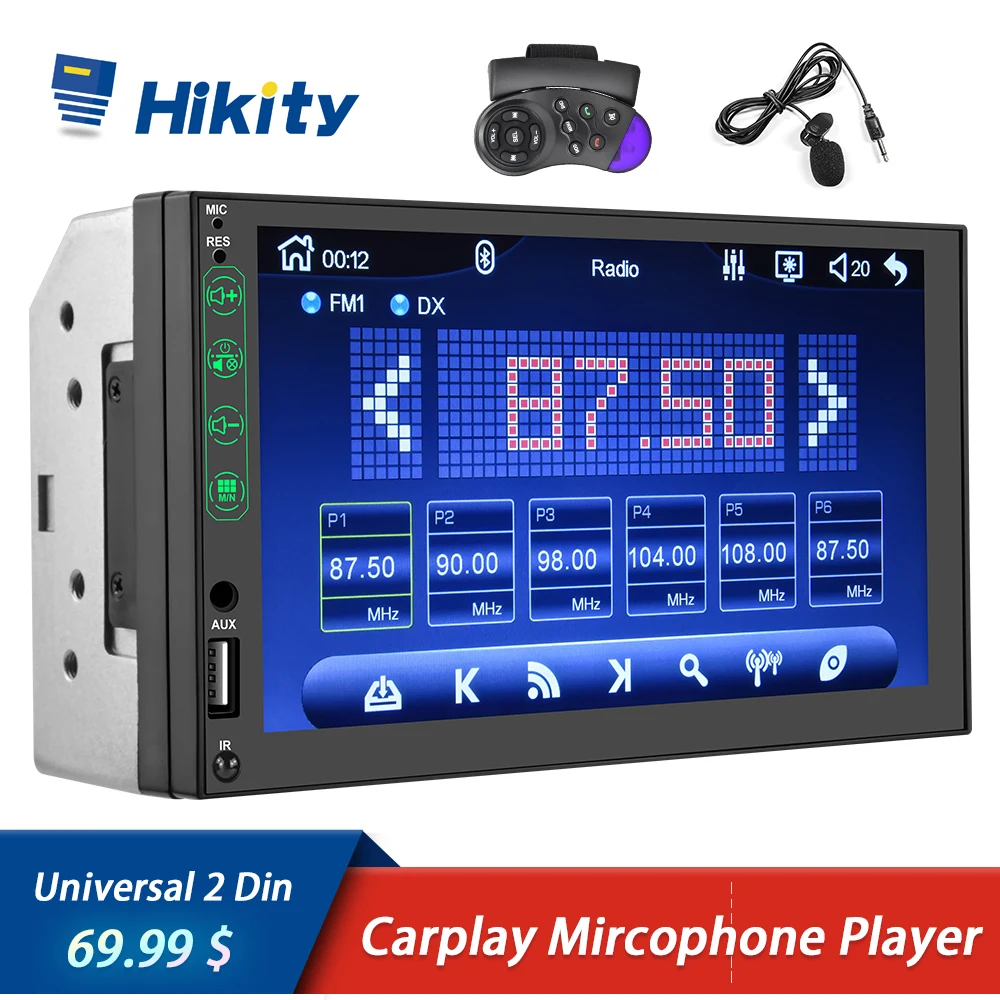 

Hikity 2 Din Car Radios Carplay MP5 Microphone Car Multimedia Player Universal For Volkswagen Nissan Hyundai Kia toyota LADA