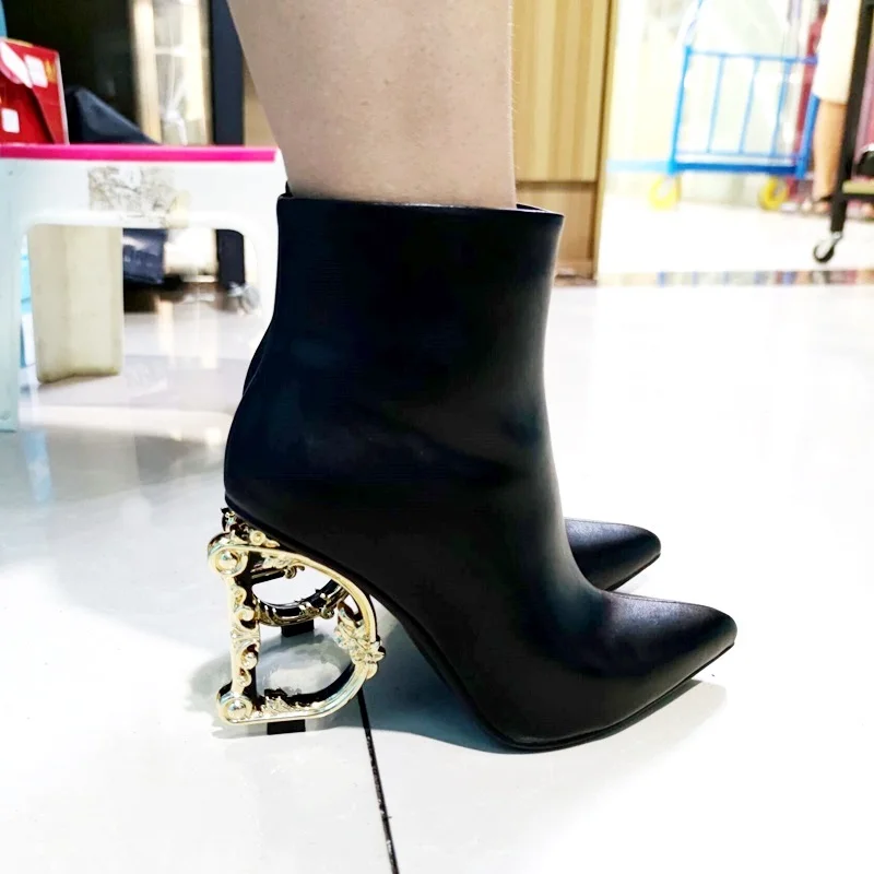Брендовые дизайнерские короткие женские ботильоны из натуральной кожи с