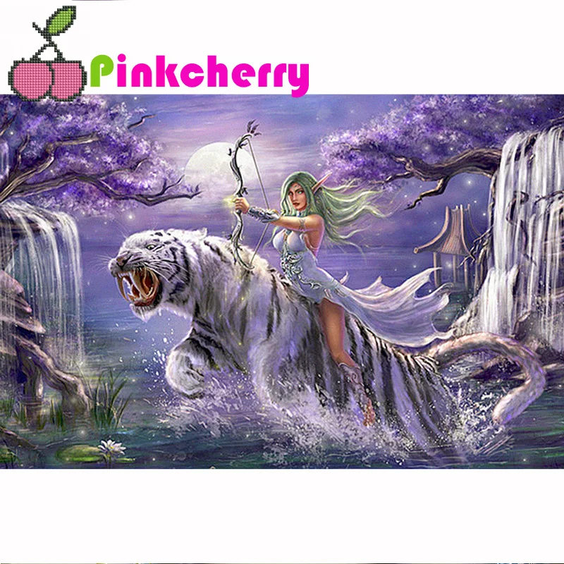 

Картина из страз 5d «сделай сам» Beauty & Tiger, вышивка крестиком, Алмазная мозаика, полноразмерная вышивка из страз, украшение для дома k209