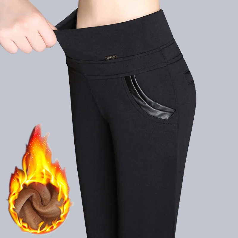 Женские облегающие леггинсы с высокой талией теплые зимние большого размера 6XL