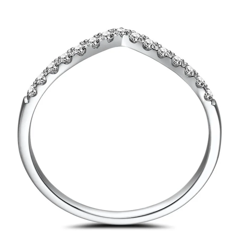 Trendy18K Real True Solid Gold Genuine Diamond V Letter Tail Rings Bands for Women Girlfriend Fancy Upscale Office Jewelry Gift | Украшения