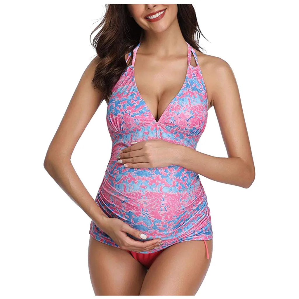 Модный купальник для беременных Одежда женщин с цветочным принтом бикини